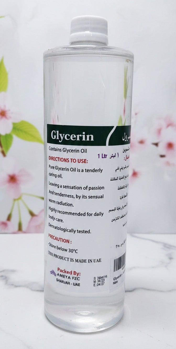 Pure Glycerin Oil for Skin & Body Care - 1 Litre | Multi-Purpose Moisturizer | Professional Grade Dermatologically Tested